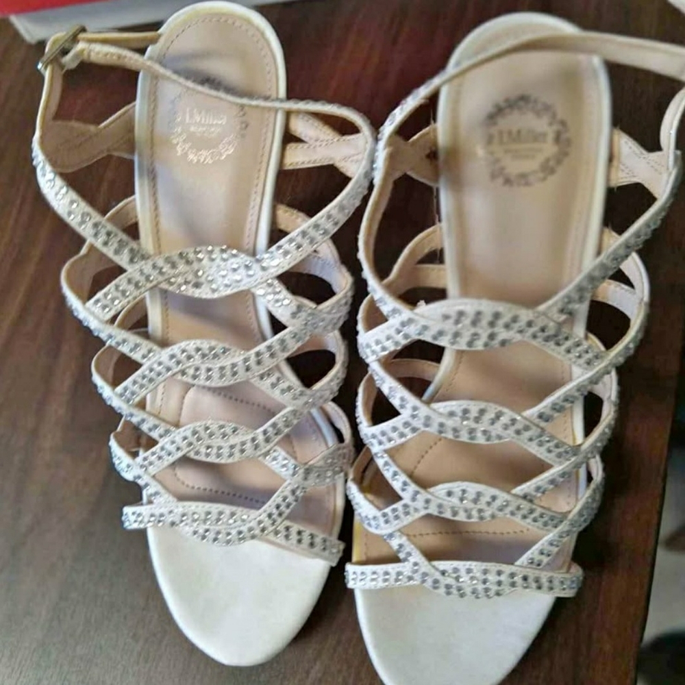 White Rhinestone Embellished High Heel Shoes